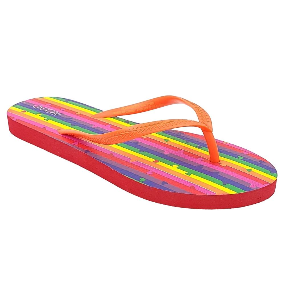 Abound Women Beach Pool Flip Flop Thong Sandals Leyo Size US 8 Rainbow Striped